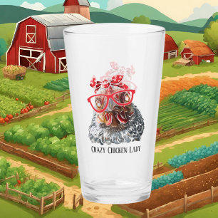 funny crazy chicken lady add text glass