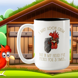 funny crazy chicken lady add text Two-Tone coffee mug