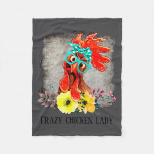 Funny Crazy Chicken Lady Word Art Fleece Blanket