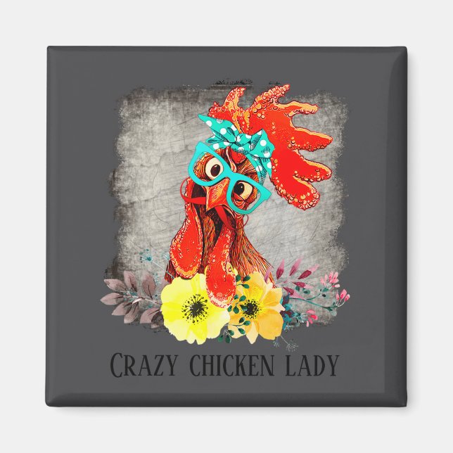 Funny Crazy Chicken Lady Word Art  Magnet (Front)