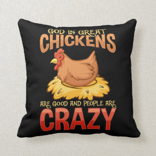 Funny Crazy Chicken Lover Gift Hen Humor Cushion