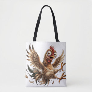 Funny Crazy Chicken Tote Bag Hilarious Rooster