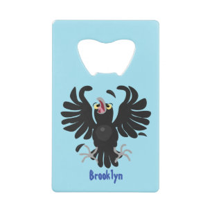 Funny crazy crow raven cartoon illustration