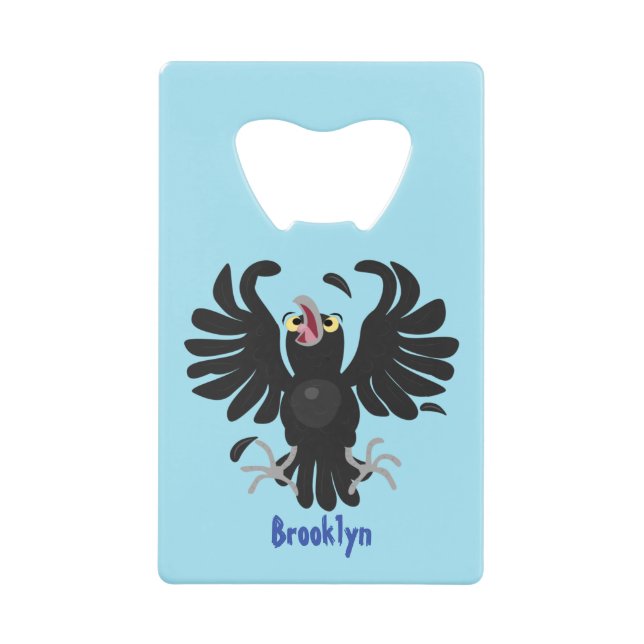 Funny crazy crow raven cartoon illustration (Front)