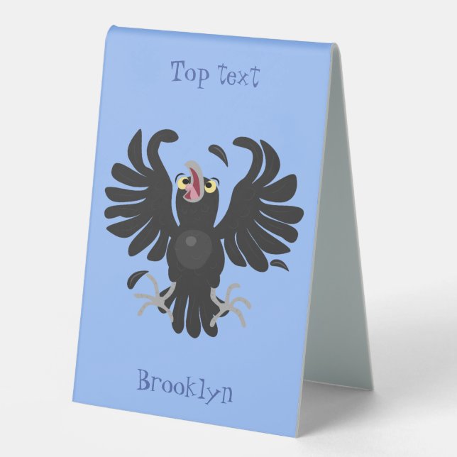 Funny crazy crow raven cartoon illustration (Front)