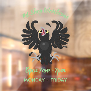 Funny crazy crow raven cartoon illustration