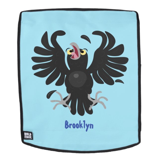 Funny crazy crow raven cartoon illustration backpack (Removable Face)
