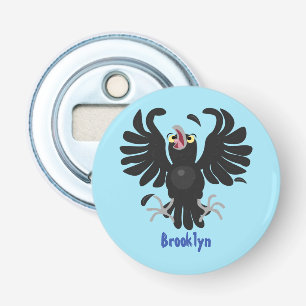 Funny crazy crow raven cartoon illustration bottle opener