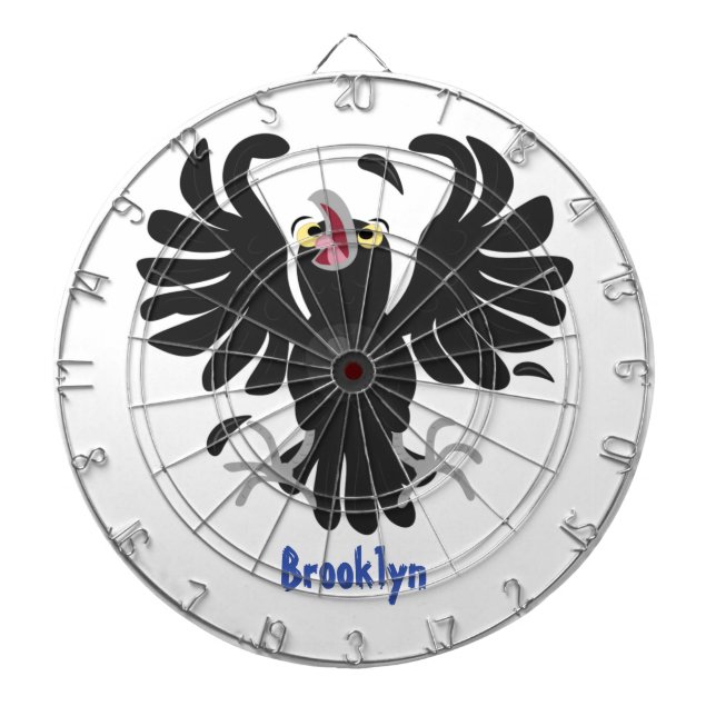 Funny crazy crow raven cartoon illustration dartboard (Front)