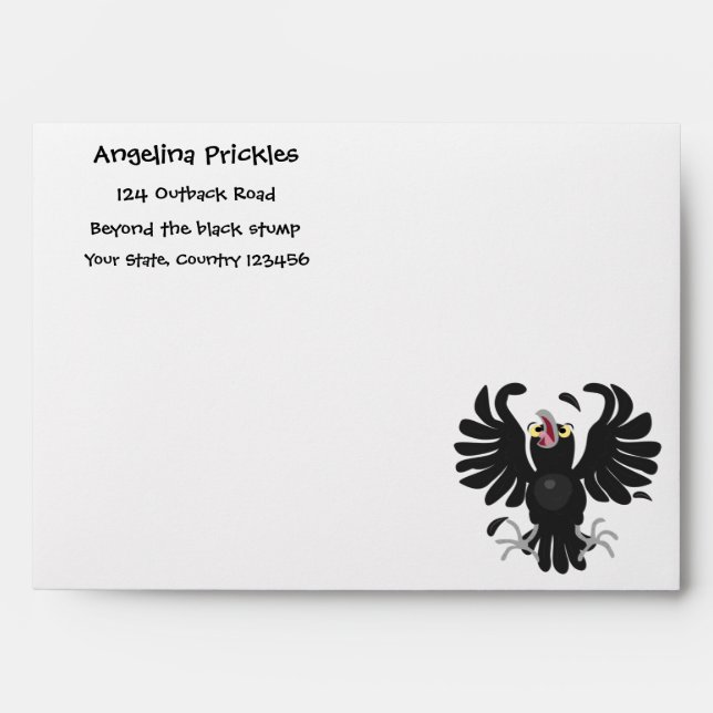 Funny crazy crow raven cartoon illustration envelope (Front)