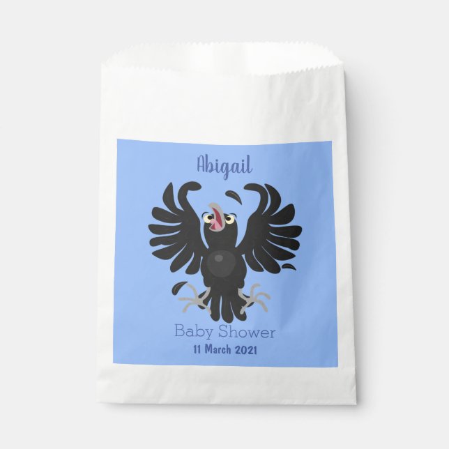 Funny crazy crow raven cartoon illustration favour bag (Front)