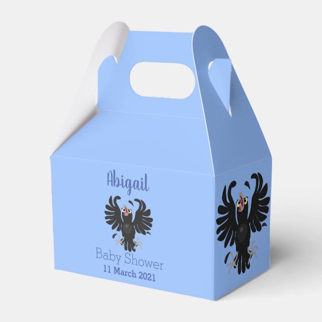 Funny crazy crow raven cartoon illustration favour box (Front Side)
