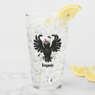 Funny crazy crow raven cartoon illustration glass
