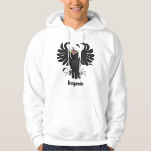 Funny crazy crow raven cartoon illustration hoodie