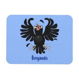 Funny crazy crow raven cartoon illustration magnet