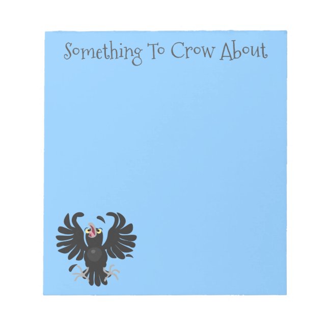 Funny crazy crow raven cartoon illustration notepad (Front)
