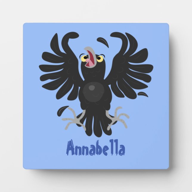 Funny crazy crow raven cartoon illustration plaque (Front)