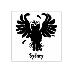 Funny crazy crow raven cartoon illustration rubber stamp