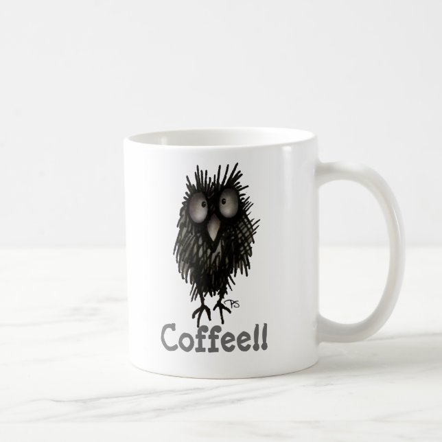 Funny Crazy Cute Coffee Paul Stickland Owl Mug (Right)