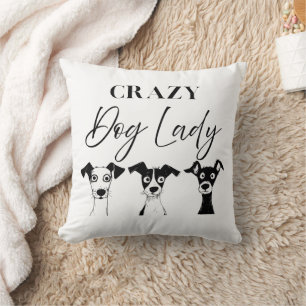 Funny Crazy Dog Lady Cushion