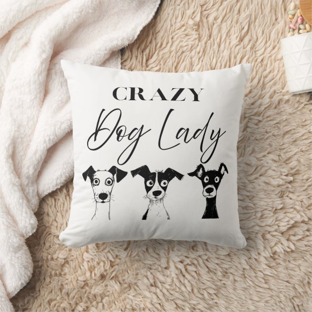 Funny Crazy Dog Lady  Cushion (Blanket)