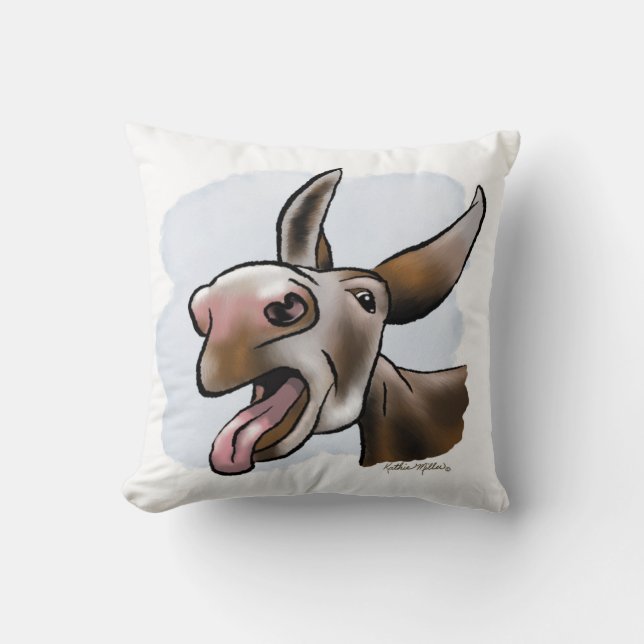 Funny Crazy Donkey Cartoon Cushion (Front)
