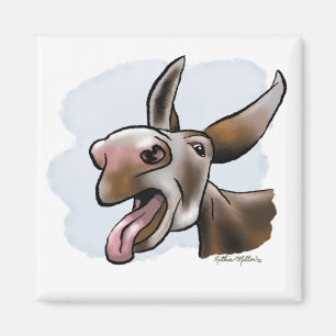 Funny Crazy Donkey Cartoon Magnet