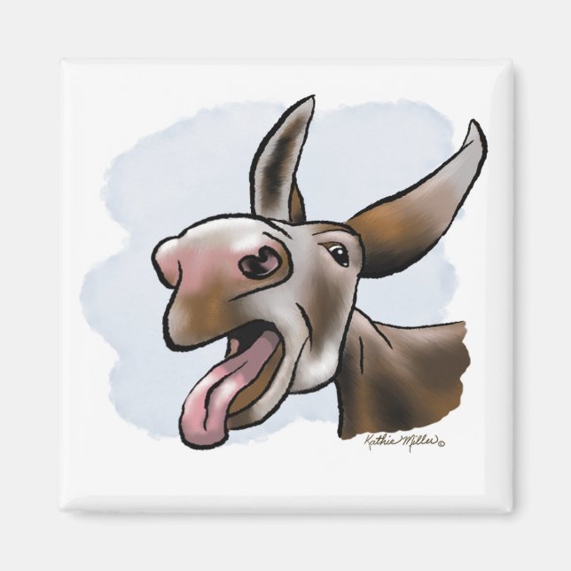 Funny Crazy Donkey Cartoon  Magnet (Front)