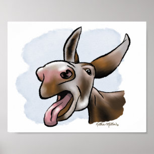 Funny Crazy Donkey Cartoon Poster