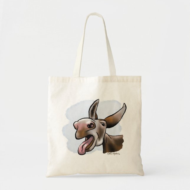 Funny Crazy Donkey Cartoon Tote Bag (Front)