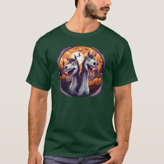 Funny Crazy Halloween Horses retro T-Shirt
