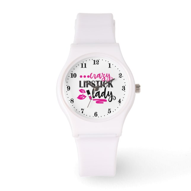 Funny crazy lipstick lady  watch (Front)