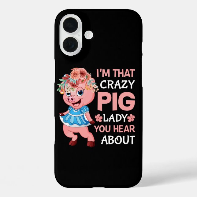 Funny crazy pig lady word art  Case-Mate iPhone case (Back)