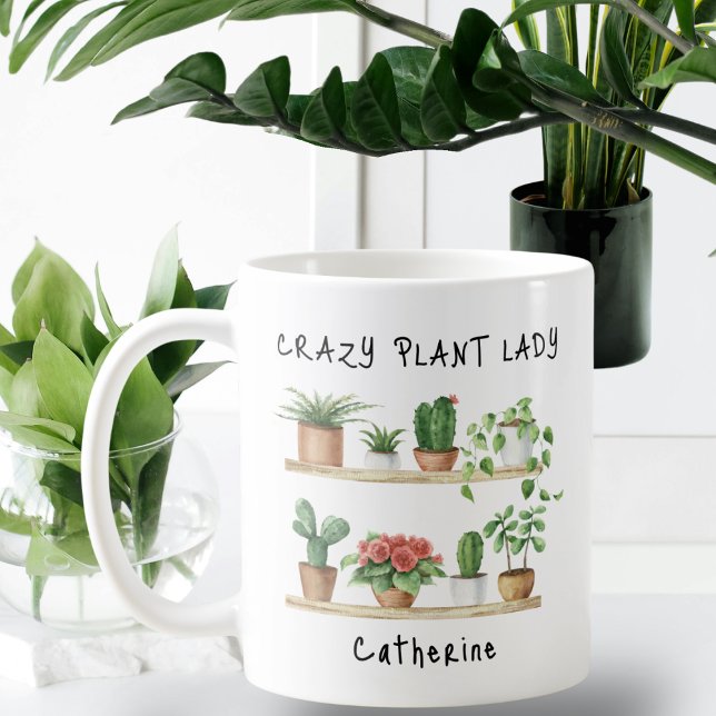 Funny Crazy Plant Lady Personalised  Coffee Mug (Creator Uploaded)