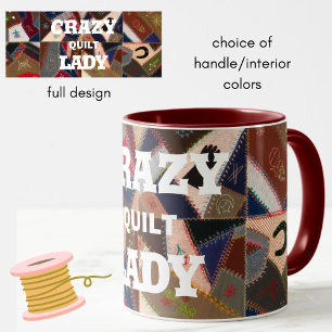 Funny "Crazy Quilt Lady" Vintage Patchwork Quilt Mug