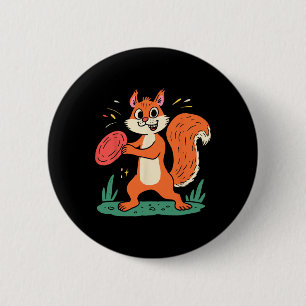 Funny Crazy Squirrel Disc Golf Player Sket Golfer 6 Cm Round Badge