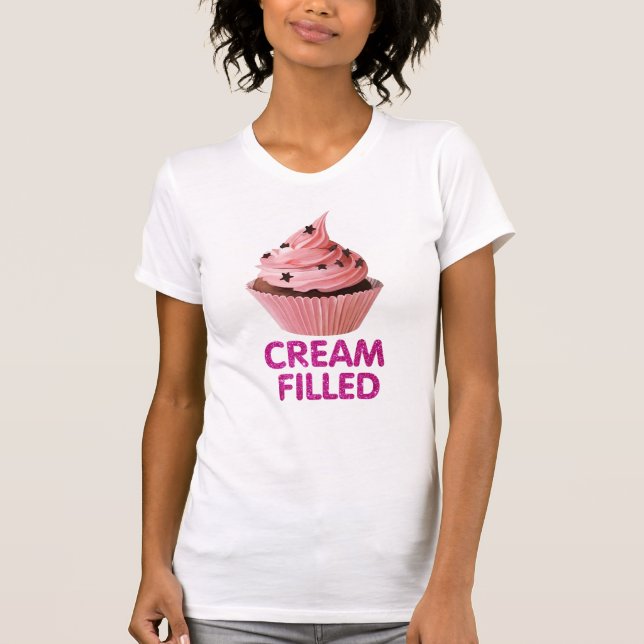 funny cream filled cupcake t-shirt design baker (Front)