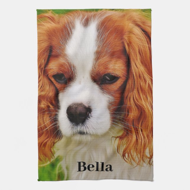 Funny Create Your Own Dog Lover Pet Photo and Name Tea Towel (Vertical)