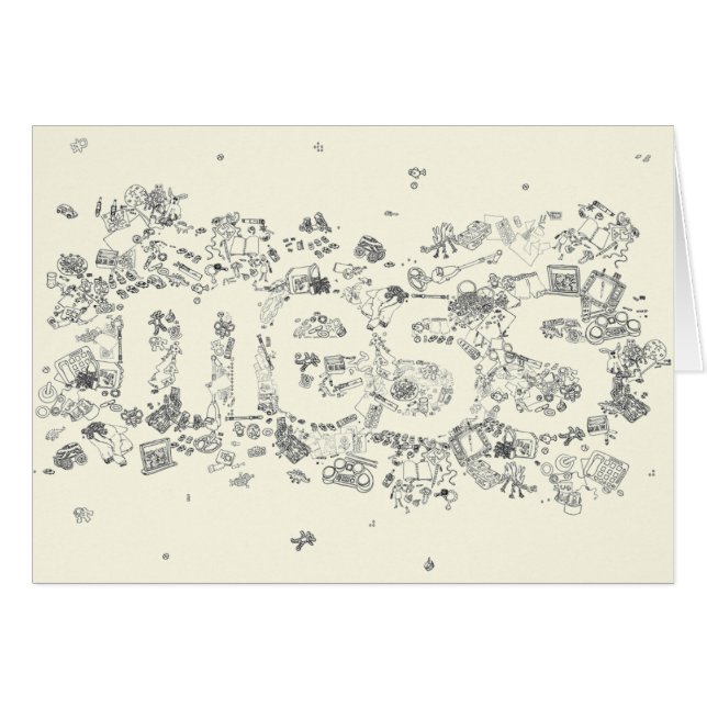 Funny Creative Family Mess Text Line Drawing Art (Front Horizontal)