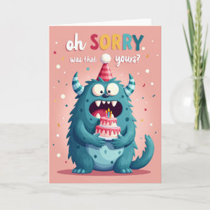 Funny Creature Cake Birthday Card