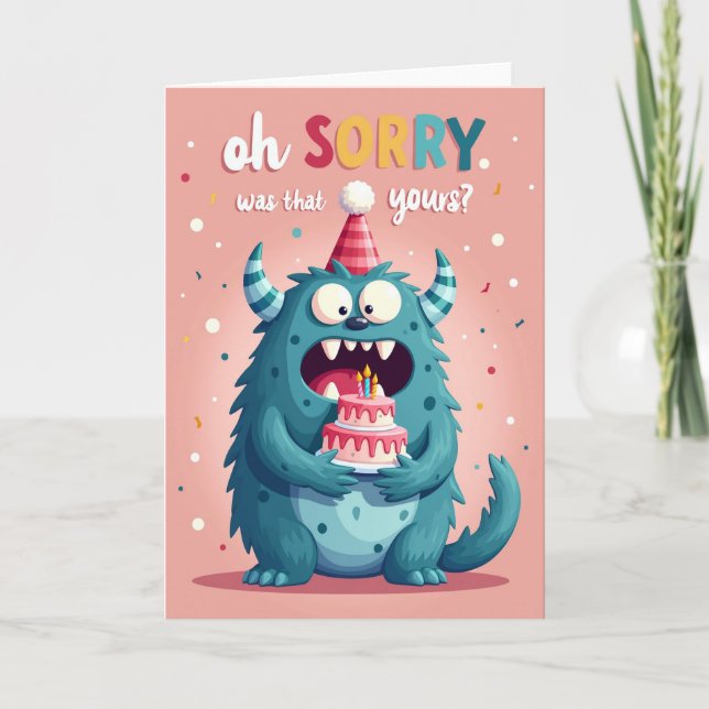 Funny Creature Cake Birthday Card (Front)