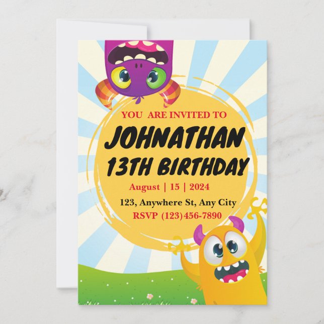 Funny Creatures Birthday Invitation (Front)