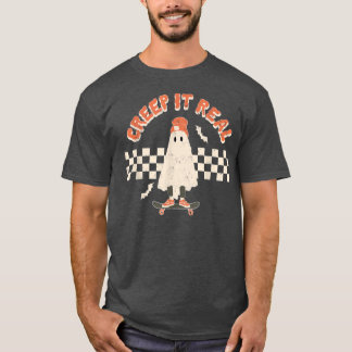 Funny CREEP IT REAL Ghost Wearing Hat  T-Shirt