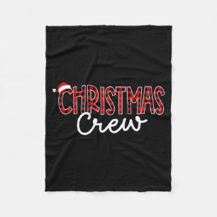 Funny Crew Santa Hat Christmas Red Plaid Xmas Fami Fleece Blanket