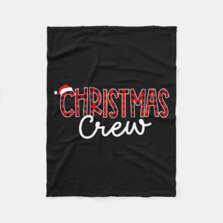 Funny Crew Santa Hat Christmas Red Plaid Xmas Fami Fleece Blanket