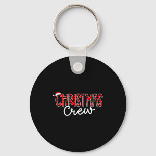 Funny Crew Santa Hat Christmas Red Plaid Xmas Fami Key Ring