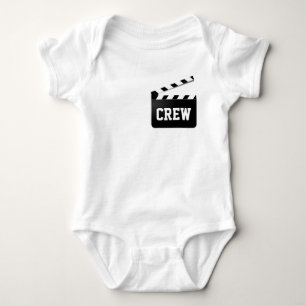 Funny Crew Typography Black White Clapperboard Baby Bodysuit