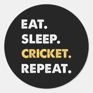 Funny Cricket Apparel Eat Sleep Cricket Repeat Classic Round Sticker