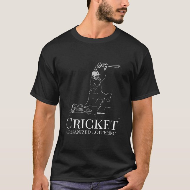 Funny Cricket Batsman Cricketer Design Logo Style T-Shirt (Front)