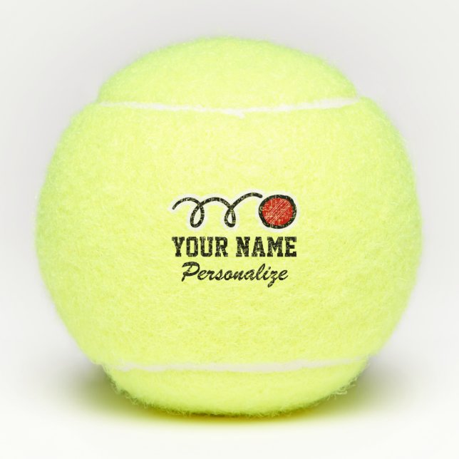 Funny cricket cartoon sports logo custom name tennis balls (Front)